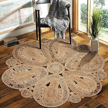 Round Rug Rattan Decor Boho Carpets and Rugs for Under Table